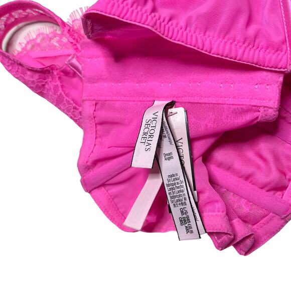 Victoria's Secret Lace-Up Corset Bra Top Neon Peony Size Large - Picture 3 of 3